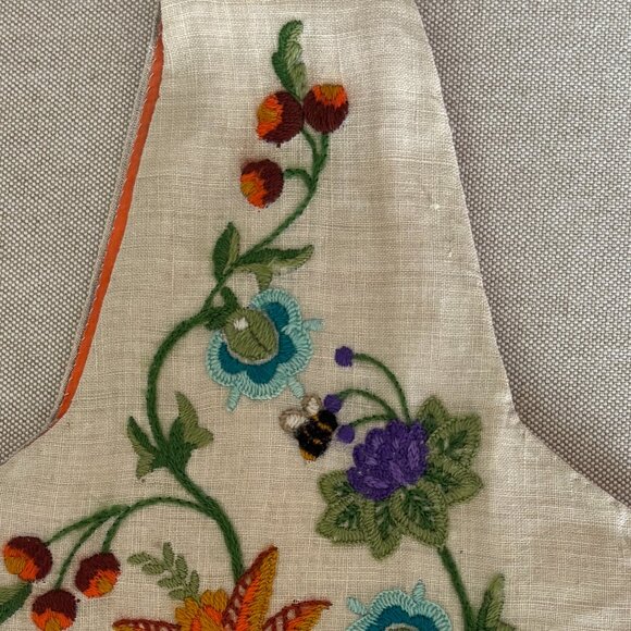Vintage Hippie Handmade Crewel Embroidery Tote Bag Purse - Picture 7 of 11
